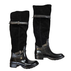 Vintage Nine West Black Knee High Boots Women's Size 6 Suede & Leather Boot